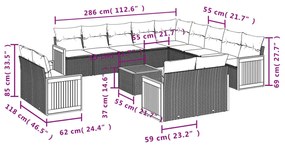 14 részes bézs polyrattan kerti ülőgarnitúra párnával