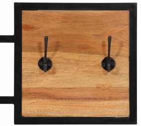 tömör akácfa és vas falra szerelhető ruhafogas 90 x 1 x 35 cm
