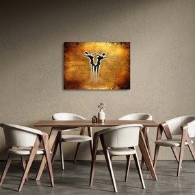 Festmény képe egy táncoló párról (üvegen) (70x50 cm)