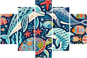 Kép – Rajzolt vízi állatok (150x105 cm)