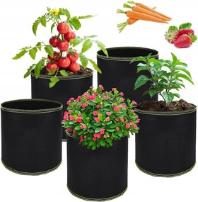 5x Táska Zsák Nem Szőtt Öko Burgonya Termesztés Virágcserép 3 gallon