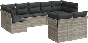 vidaXL 9 részes világosszürke polyrattan kerti ülőgarnitúra párnával