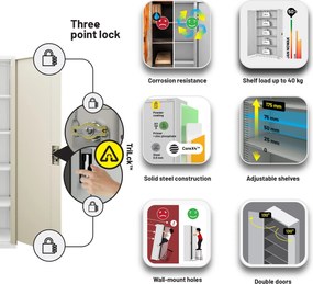 Fém irodai iratszekrény JAN II, Eco Design: fehér/sonoma tölgy