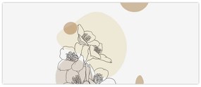 Kép - Bézs virágok pillangóval N⁰4 (120x50 cm)