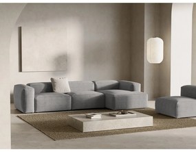 Világosszürke kordbársony sarokkanapé (jobb oldali-heverő résszel) Bergano – Cosmopolitan Design