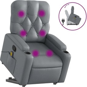 vidaXL szürke műbőr dönthető masszázs- és állófotel