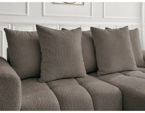 Barna buklé kinyitható-tárolóhelyes sarokkanapé (jobb oldali-heverő résszel) Roxelane – Bobochic Paris