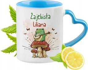 Liliána kék bögre szív alakú füllel Kávé ajándék