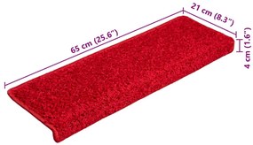 10 db piros lépcsőszőnyeg 65 x 21 x 4 cm