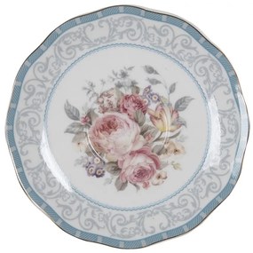 Kék rózsaszín rózsás porcelán teás csésze aljjal 220 ml