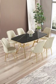 Lena étkezőgarnitúra, fekete márvány-arany, 160 cm – TR240CHR2898