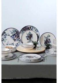 24 részes étkészlet, fehér/kék, kerámia