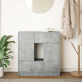 betonszürke komód fiókokkal és ajtókkal 70,5x34x74,5 cm