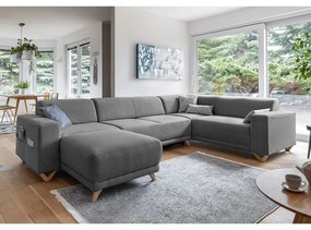 Szürke kinyitható-tárolóhelyes sarokkanapé (jobb oldali-U alakú) Classy Sophie – Miuform