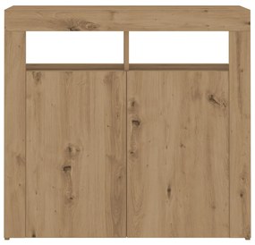 kézműves tölgy szerelt fa tálalószekrény LED-ekkel 80x35x75 cm