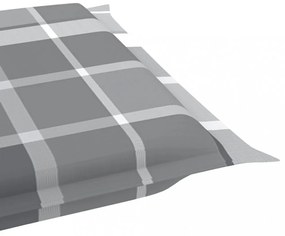 szürke kockás oxford szövet napozóágy párna 186 x 58 x 3 cm