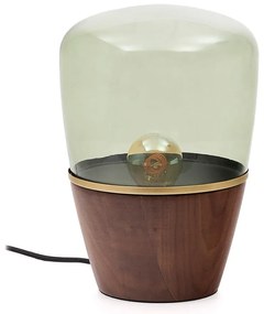 Zöld-sötét natúr színű asztali lámpa üveg búrával (magasság 30 cm) Silex – Kave Home