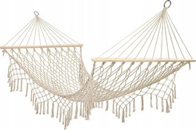 Kerti Függőágy Háló Makramé Függőágy Boho Rojtos 200 cm Ecru Nagy