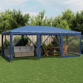 kék HDPE rendezvénysátor 10 hálós oldalfallal 6 x 4 m