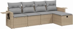 vidaXL 5 részes vegyes bézs polyrattan kerti ülőgarnitúra párnákkal