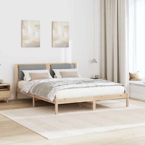 Ágykeret Kárpitozott Fejtámlával Világosszürke 150 x 200 cm