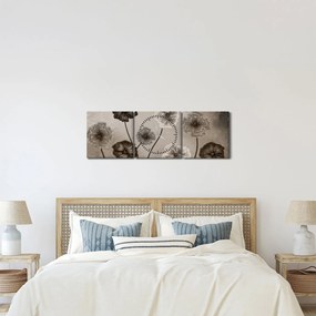 Kép - Rajzolt virágok (órával) (90x30 cm)