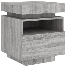 Szürke sonoma éjjeliszekrény LED-világítással 40 x 39 x 48,5 cm