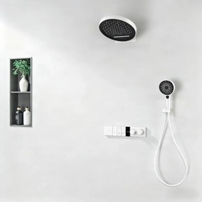 Zuhanyrendszer ELITE EDITION BSC1305 falba süllyesztett kivitelben, termosztáttal és LED-kijelzővel, többféle felülettel