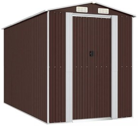 sötétbarna horganyzott acél kerti fészer 192 x 357 x 223 cm