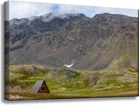 Vászonkép Természet Házikó a hegyekben 60x40 cm