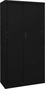 vidaXL fekete acél tolóajtós irodai szekrény 90 x 40 x 180 cm