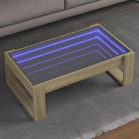 Sonoma tölgy végtelen hatású LED-es dohányzóasztal 90x53x30 cm