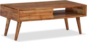 vidaXL tömör fa dohányzóasztal faragott fiókkal 100 x 50 x 40 cm