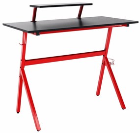 Számítógépasztal/gamer asztal, piros/fekete, LATIF