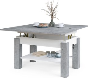 Mazzoni BRAWO Millenium Beton/Fehér - NYITHATÓ/MAGASÍTHATÓ DOHÁNYZÓASZTAL POLCCAL ÉTKEZŐASZTALKÉNT IS HASZNÁLHATÓ