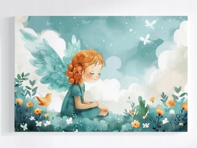 Vászonkép Canvas Grafika Gyerek Lány Angyal Rét Álom 120x80