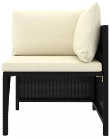 vidaXL 10 részes fekete polyrattan kerti bútorszett párnákkal