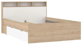 Natúr színű ágyneműtartós franciaágy ágyrács nélkül 140x200 cm tölgyfa dekorral Ikast – Tvilum