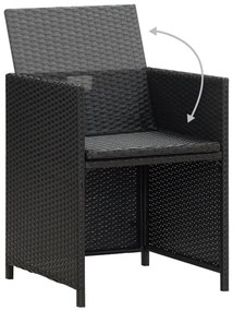 4 db fekete polyrattan kerti étkezőszék párnával