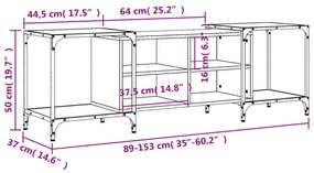 füstös tölgy színű szerelt fa TV-szekrény 153 x 37 x 50 cm