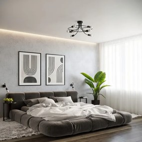 Sollux SL.1457 - Csillár rúdon LEVAR 8xE27/15W/230V fekete