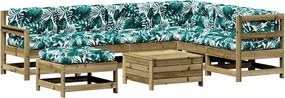 vidaXL 8 részes impregnált fenyőfa kerti ülőgarnitúra párnával