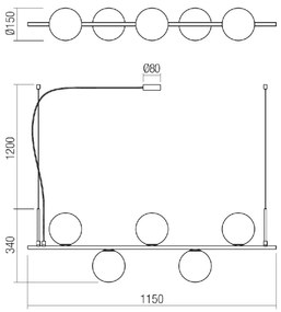 Redo 01-1635 - Csillár zsinóron TALIS 5xE14/28W/230V