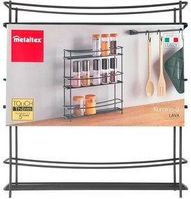 Kumino Lava fekete háromszintes fűszertartó polc - Metaltex