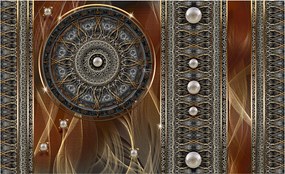 Flizelin fotótapéta Mandala Arany és Gyöngyök Geometria Dekor 208x146 +ragasztó