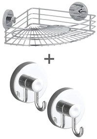 Fényes ezüstszínű öntapadós fürdőszobai kiegészítő szett Bari – Wenko