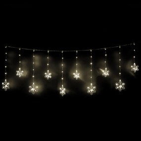 Kültéri fényfüzér Snowflakes, 200x60cm, LED, melegfehér, időzítő, 8 funkció, elemes, 200 cm