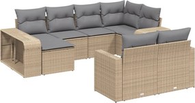 vidaXL 10 részes bézs polyrattan kerti ülőgarnitúra párnával