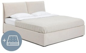 Bézs kárpitozott ágyneműtartós franciaágy matraccal, ágyráccsal 180x200 cm Thessa Pillow – Bonami Selection