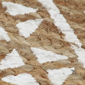 kézzel font jutaszőnyeg fehér mintával 150 cm